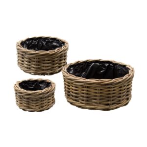 Rattan shallow round planter - 28 cm
